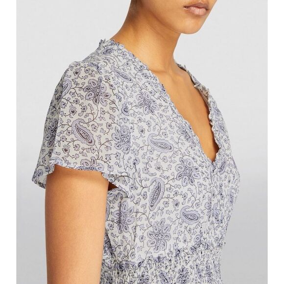 PAIGE Silk Georgette Giannina Mini Dress White/Periwinkle Size XS - Picture 6 of 13